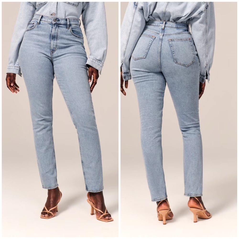 Abercrombie & Fitch The 90's Slim Straight Ultra High Rise Jeans Sz 35 20 Short